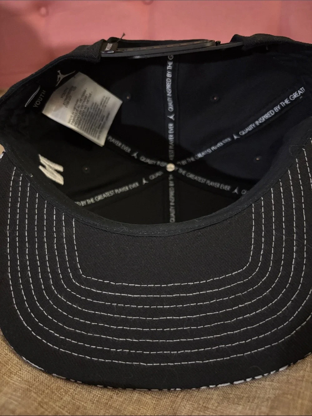 Jordan Black Snapback with Grey Elephant-Print Brim and Red Jumpman